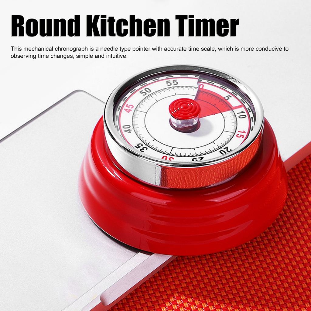 Temporizador de Cozinha Mecânico Relógio de Cozinhar Estudar Redondo Lembrete Estudante Gerenciador de Tempo