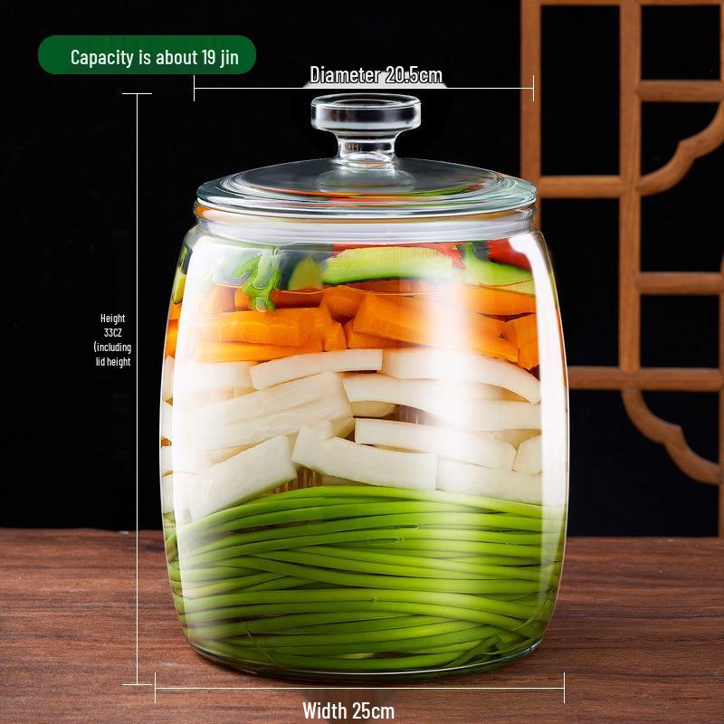 Sichuan Turşu Sebzeleri Geniş Ağızlı Fermentasyon Kavanozu - Cam, Gıda Sınıfı, Kalınlaştırılmış, Büyük Kapasiteli, Ev Kullanımı