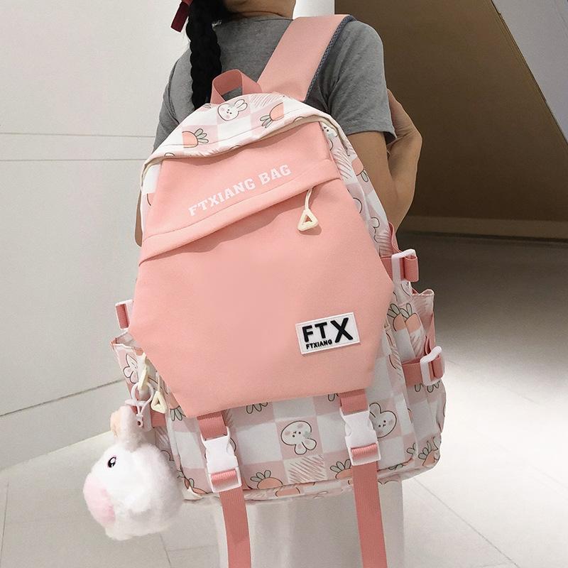 School Bag Elementary School Girl Junior High School Student High School Student College Student Cute Backpack Contrast Color Backpack