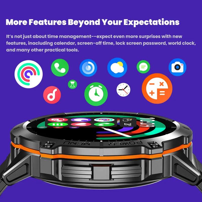 Outdoor Sports Smartwatch 1000mAh Battery 1.73-inch AMOLED Screen Men's Watch Compass 10ATM Waterproof Bluetooth Call Smartwatch