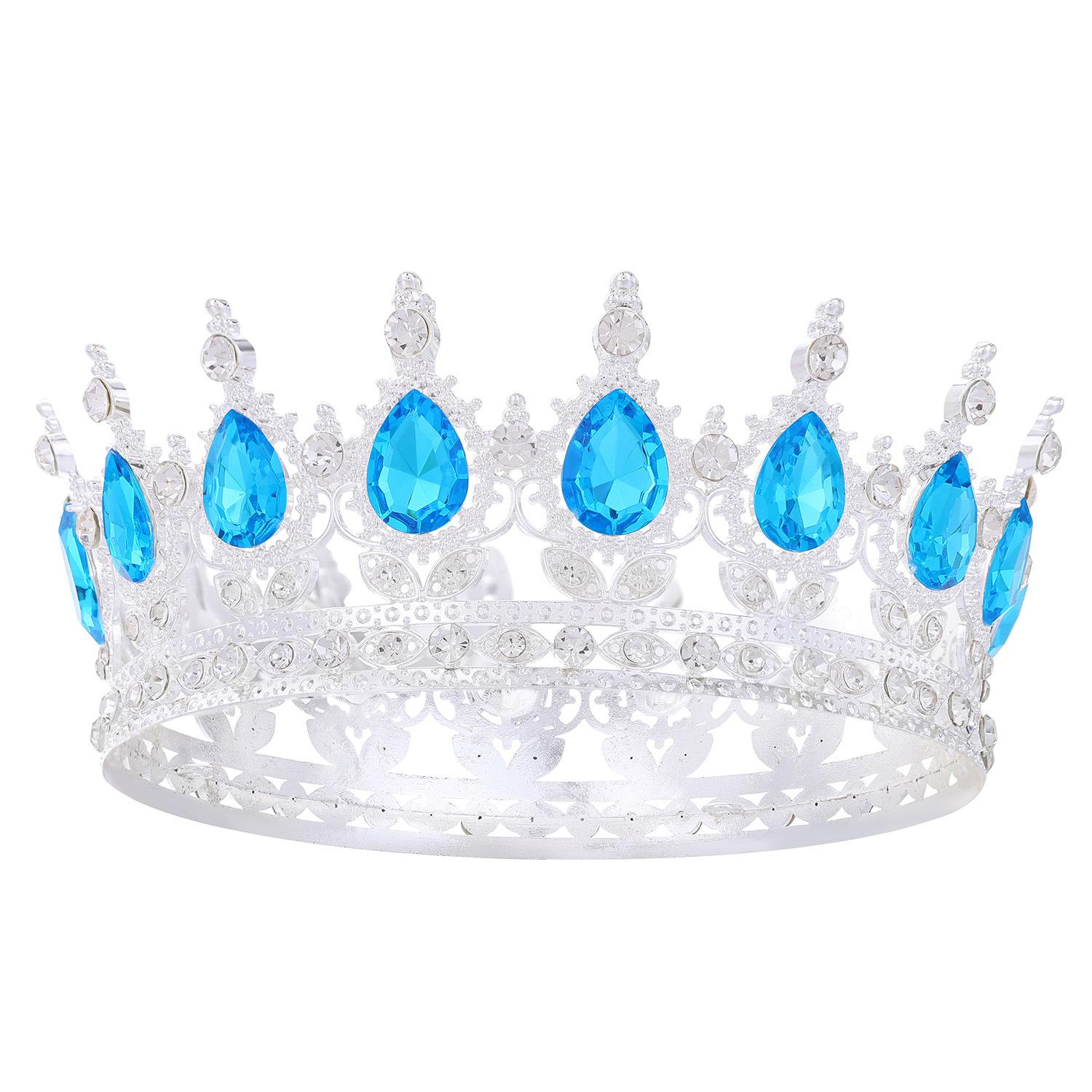 

Baroque Round Crown Headwear European Style Bride s Wedding Dress Birthday and Coming of Age Gift Round Alloy Crown Hair Accessory