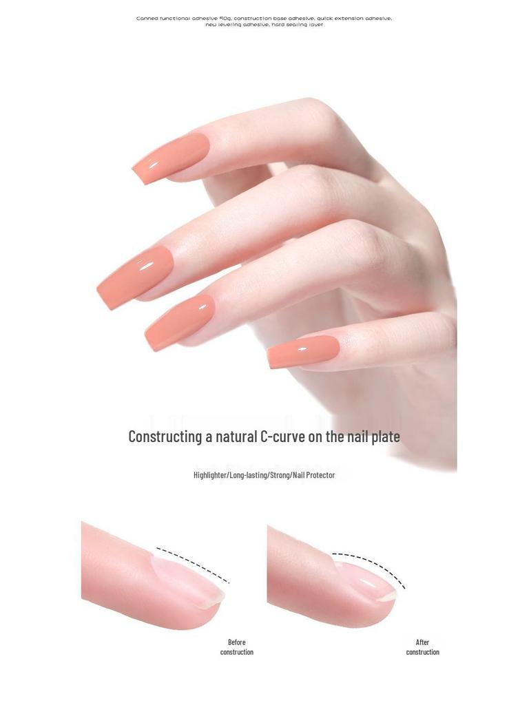 50ml High-Capacity Gel: Hard No-Wipe Top Coat, UV Builder, Extension Base, Diamond Glue for Press-On Nails