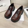 French Small Loafers 2025 Autumn New British Style Small Leather Shoes Fashion Versatile Thick Heel Platform Single Shoes