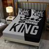 King Crown Graphic Print Fitted Sheet Set 1 Fitted Sheet + 2 Pillowcases Modern Bedding Set Soft Breathable Bed Room Decor