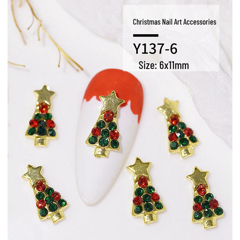 Christmas Alloy Nail Art Decor: Cartoon Santa, Bells, Reindeer, Snowflakes & Rhinestone Accessories