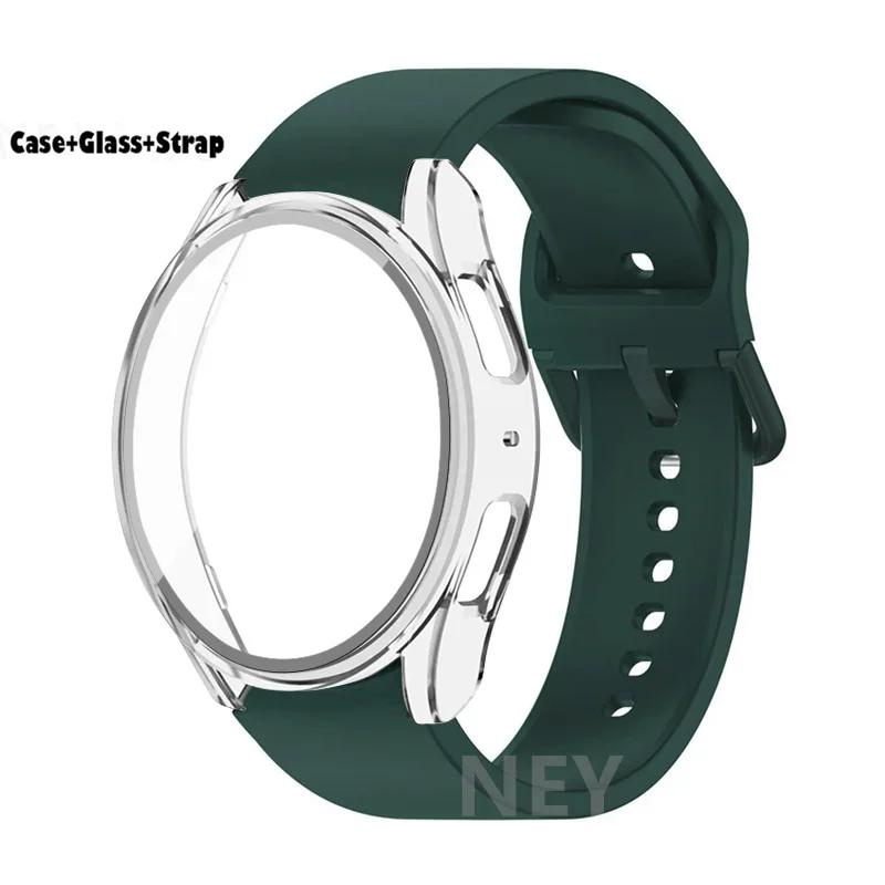 Lot de 2 Verre Trempé+Coque+Bracelet Pour Samsung Galaxy Watch 7 6 5 4 40mm 44mm Housse Protectrice d'Écran en PC Bracelet Galaxy Watch 6 7 5