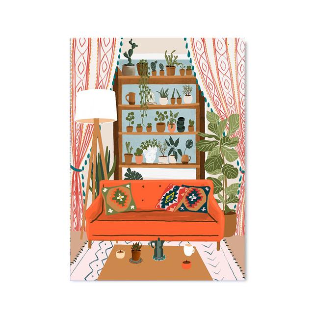 

Путешествия Марокканский дом Настенная живопись Минималистская архитектура Холст Плакаты Растительные принты Богемные настенные картины Домашний декор Без рамки 21*30cm No Frame