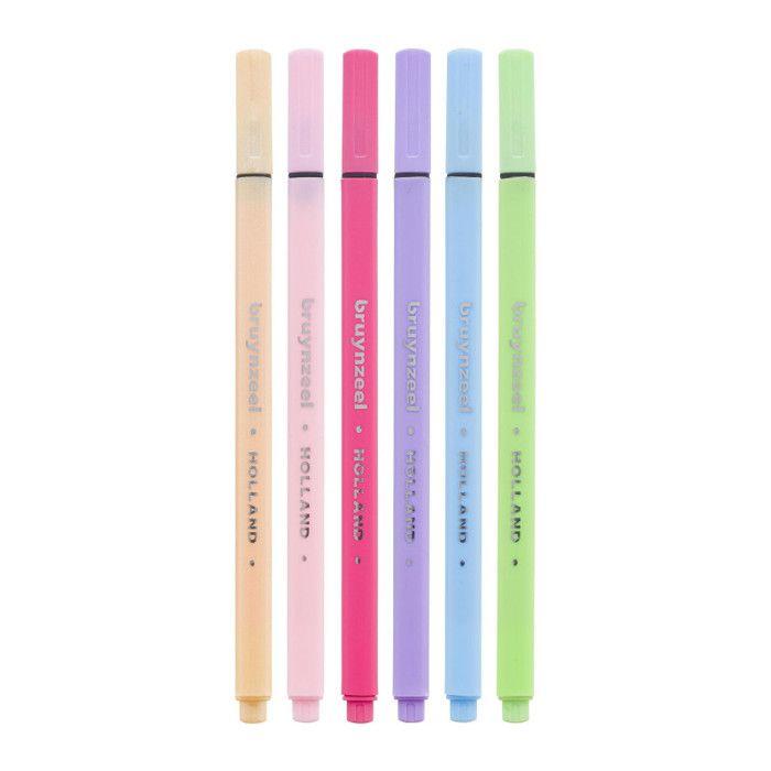 Feutres - Bruynzeel - Assortiment de 6 - Couleurs pastel - Pointe 0,4 mm - Mixte