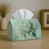 1pc Vintage Tissue Box Holder with Soft Floral Cover - Carnation Mint Bloom Design, Durable Polyester Suitable for Kitchen, Bathroom, Car, Napkin Hold