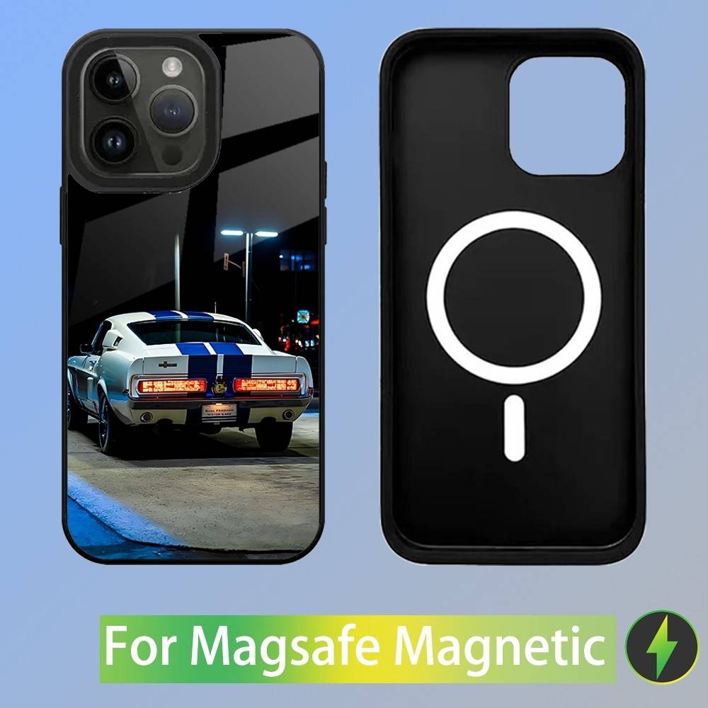 Etui na telefon GT Car F-FordS M-Mustang Dla iPhone 16,15,14,13,12,11,Pro,Max,Plus,Mini,SE Nowe Magnetyczne Bezprzewodowe Ładowanie Magsafe