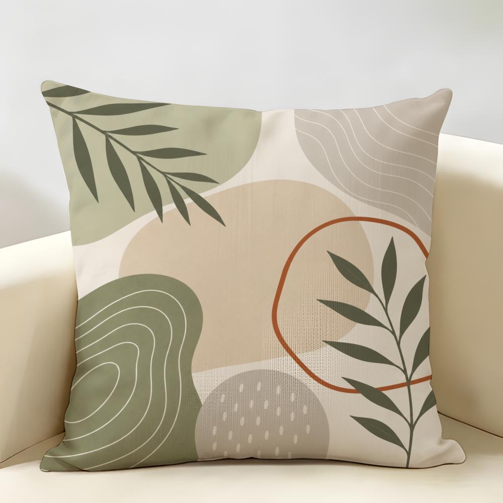 Boho Grün Abstrakt Kissenbezug Langlebig Hypoallergen Bio-Leinen Kissenbezug Waschbar