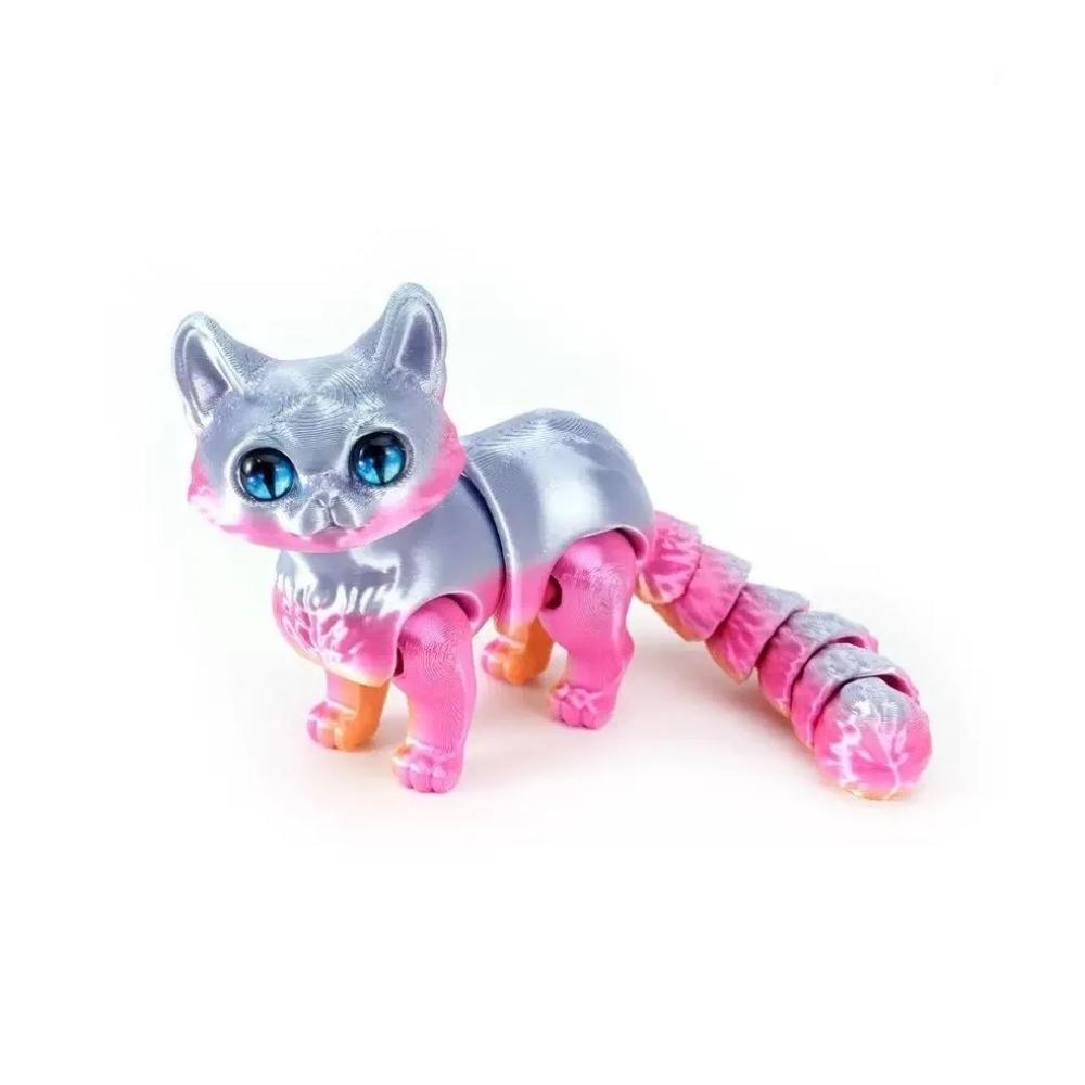 

1/2/3/6pcs Colorful Candy Cat 3D Printed Movable Joint Simulation mini Candy Cat Action Figures Desktop Ornament Birthday Gifts