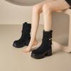 Maillard Martin boots women's autumn and winter wasteland wind heightening platform short boots velvet high heels thin boots