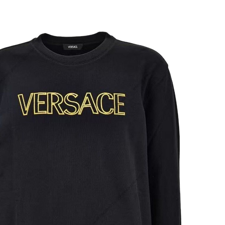 Versace Letter Print Pullover Crew Neck Long Sleeve Sweatshirt Men sweatshirt 1011852-1A12063-2B130