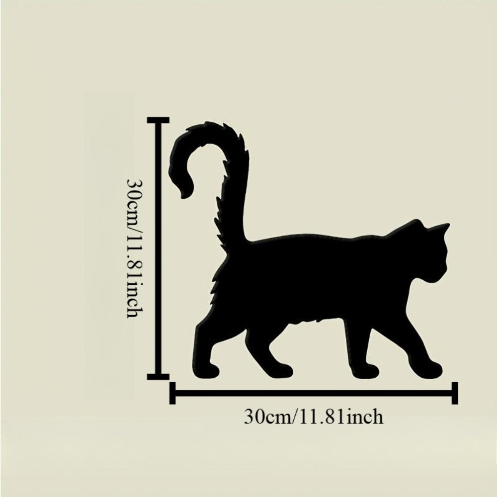 Black Metal Walking Cat Wall Sculpture, Iron Outdoor Home Decor, Modern Black Cat Art for Entryway Office, Gift for Cat Lovers Halloween Christmas