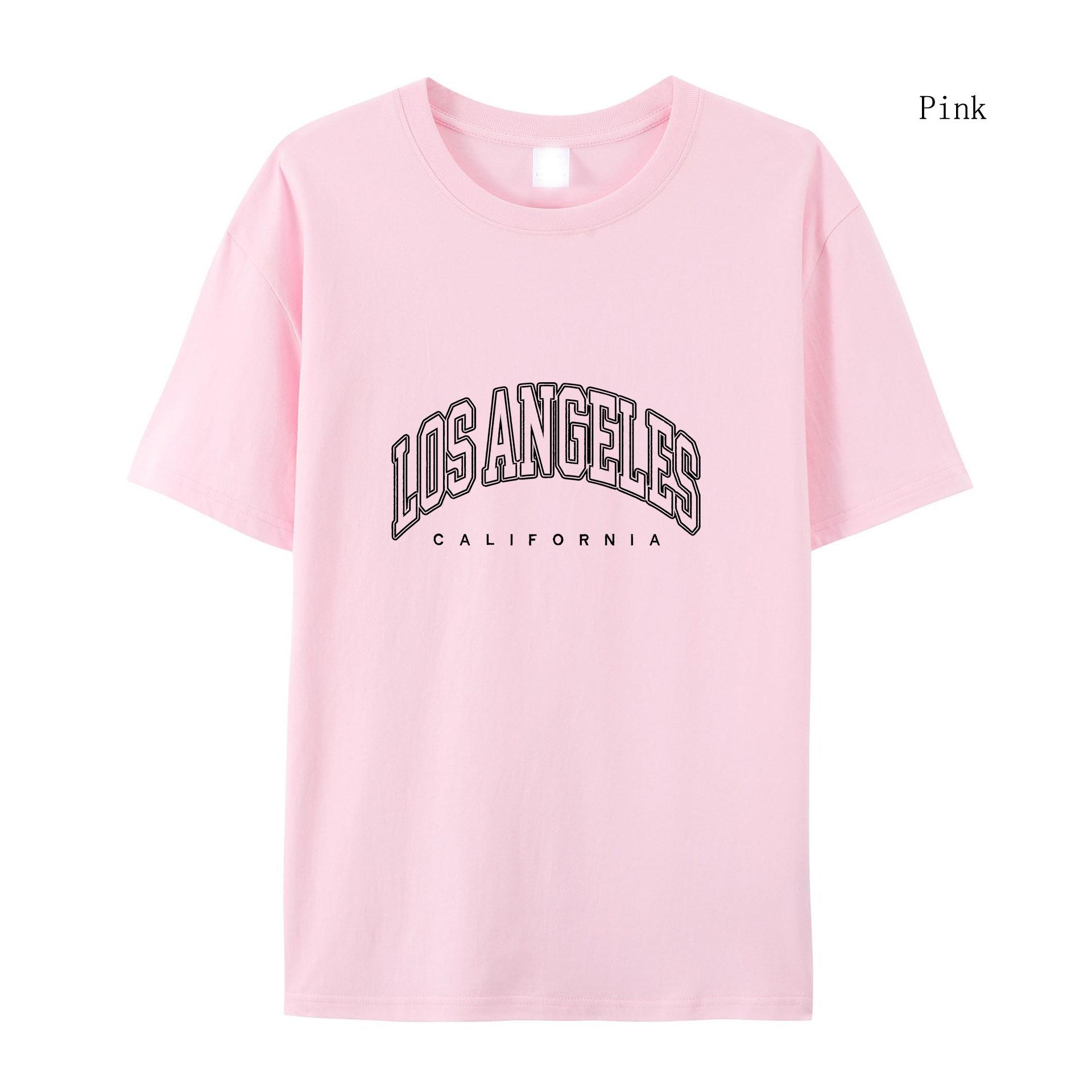 

Мужская и женская летняя футболка с короткими рукавами в стиле Лос-Анджелес, футболка с двойным контуром в США, женская футболка, одежда 2XL