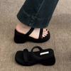 Thick-soled small man height-increasing slippers women's 2025 new summer wear fashionable and simple word with wedge heel high-heeled sandals