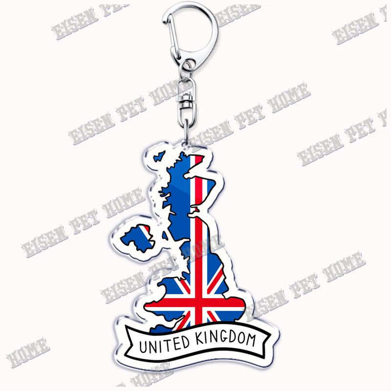 

France Scotland Country Maps with Name Acrylic Keychains Keyring for Accessories Bag Pendant Key Chain Ring Jewelry Friend Gifts