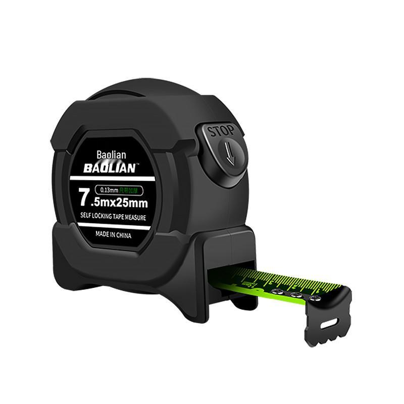 Self-Locking Fluorescent Steel Measuring Tape with High Precision Laser Etched Black Ruler, 5 Meters, Cut and Wear-Resistant.