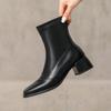 Krazing Pot Mikrofaser Herbst Winter Schuhe Dicke Mittelhohe Absätze Größe 43 Chelsea Boots Aprikose Reißverschluss Stiefeletten