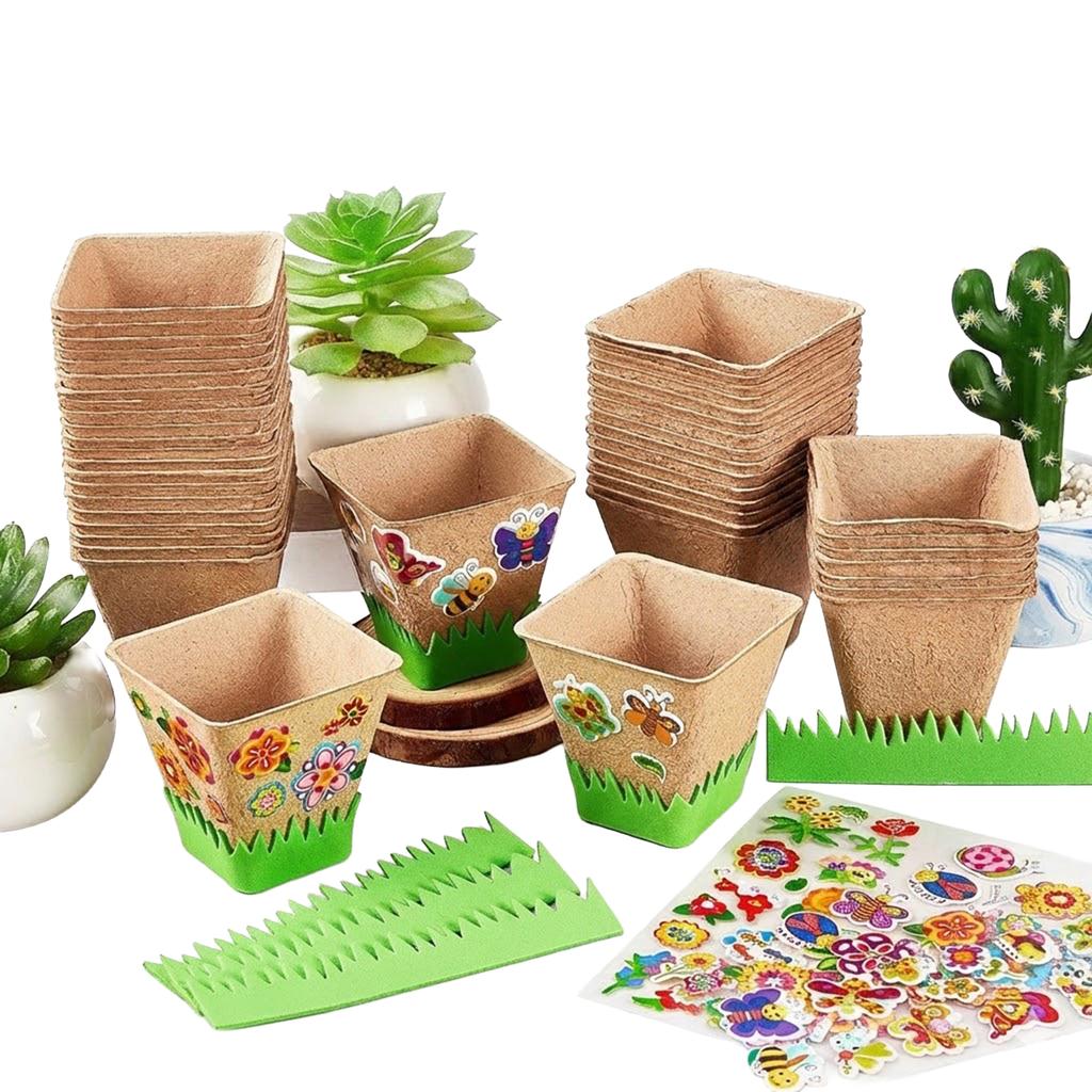 Biodegradable Pulp Seedling Cups For Kids DIY Planting Vegetable And Succulent Nursery Trays