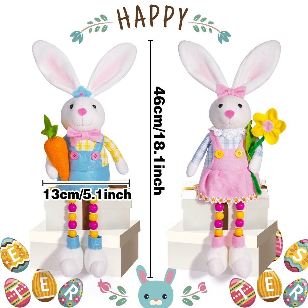 Cute Easter Bunny Sitting Doll Handmade Happy Easter Decoration  Holiday Festival Decor