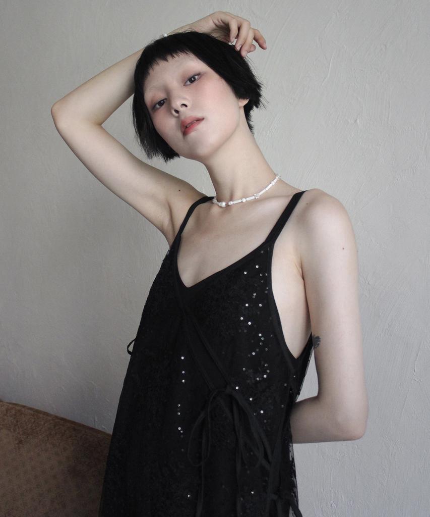 Rubati Sequin Lace Layered Dress _Black