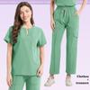 Uniforme Camice Medico Donna Set Camice da Infermiera Tasca Top+Pantaloni Tuta 2 Pezzi Abbigliamento da Infermiera Sala Operatoria Abbigliamento da Lavoro Salone di Bellezza