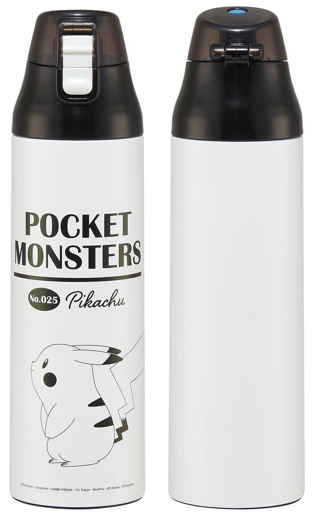 Skater One Push Direct Drinking Water Bottle with Cover and Lock 990ml Stainless Steel Cold Storage Pocket Monster Pokemon Pikachu Face Direct Bottle