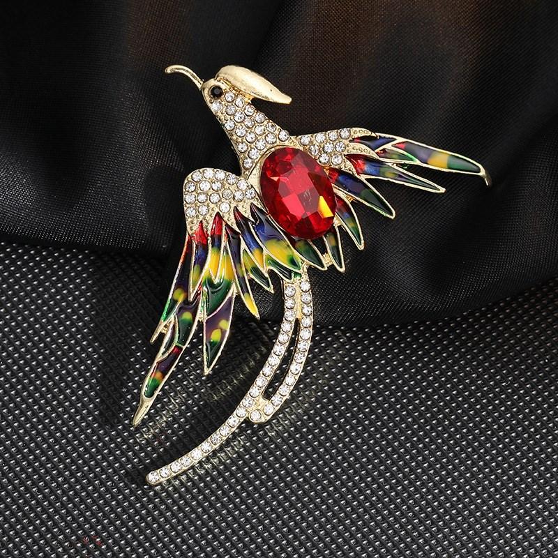SKEDS Classic Crystal Pearl Phoenix Alloy Broocch Pin For Women Men Fashion Exquisite Rhinestone Badges Creative Animal Corsage