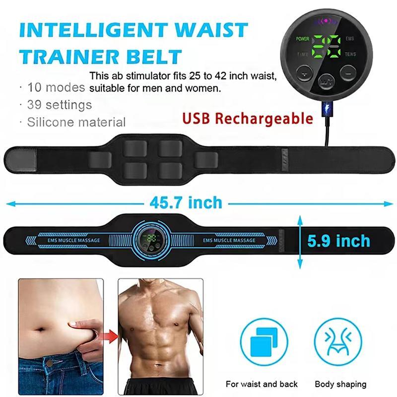 Nuovo Stile di Ricarica Cintura Dimagrante Addominale EMS Allenatore Muscoli Addominali Elettrico Dispositivo per la Perdita di Peso Modellamento del Corpo Brucia Grassi Fitness