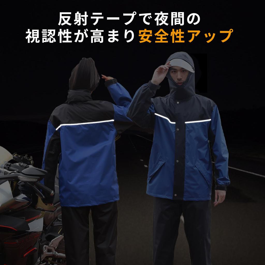 Płaszcz przeciwdeszczowy na rower zestaw góra i dół podwójny odblaskowy płaszcz przeciwdeszczowy do dojazdów do pracy lub worek do przechowywania w zestawie [Sanwaame]