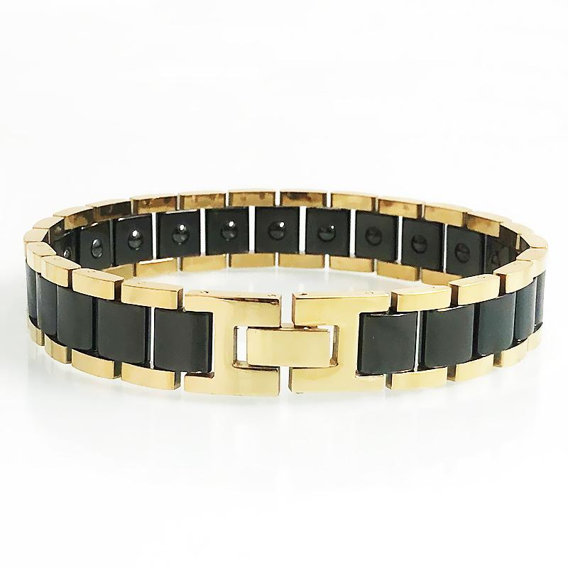 

Gold Color Stainless Steel with White/Black Ceramic & Hematite Beads Bracelets for Men Romantic Jewelry Gift for Boyfriend Male 21.5cm чорний