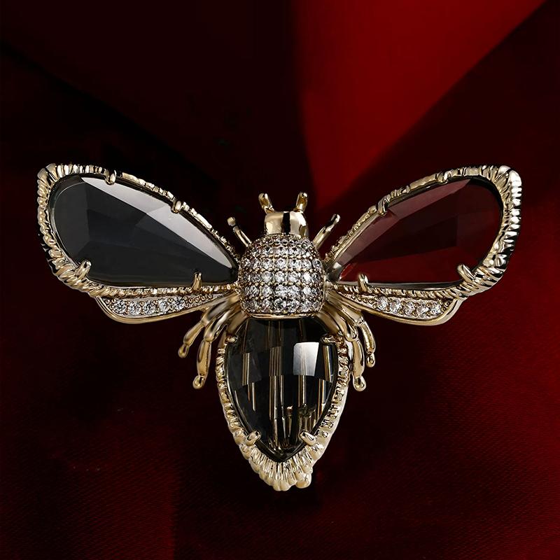 

New Luxury Bee Insect brooch Colorful Crystal Fashion Women s Style Corsage Suit Pin Coat Accessories
