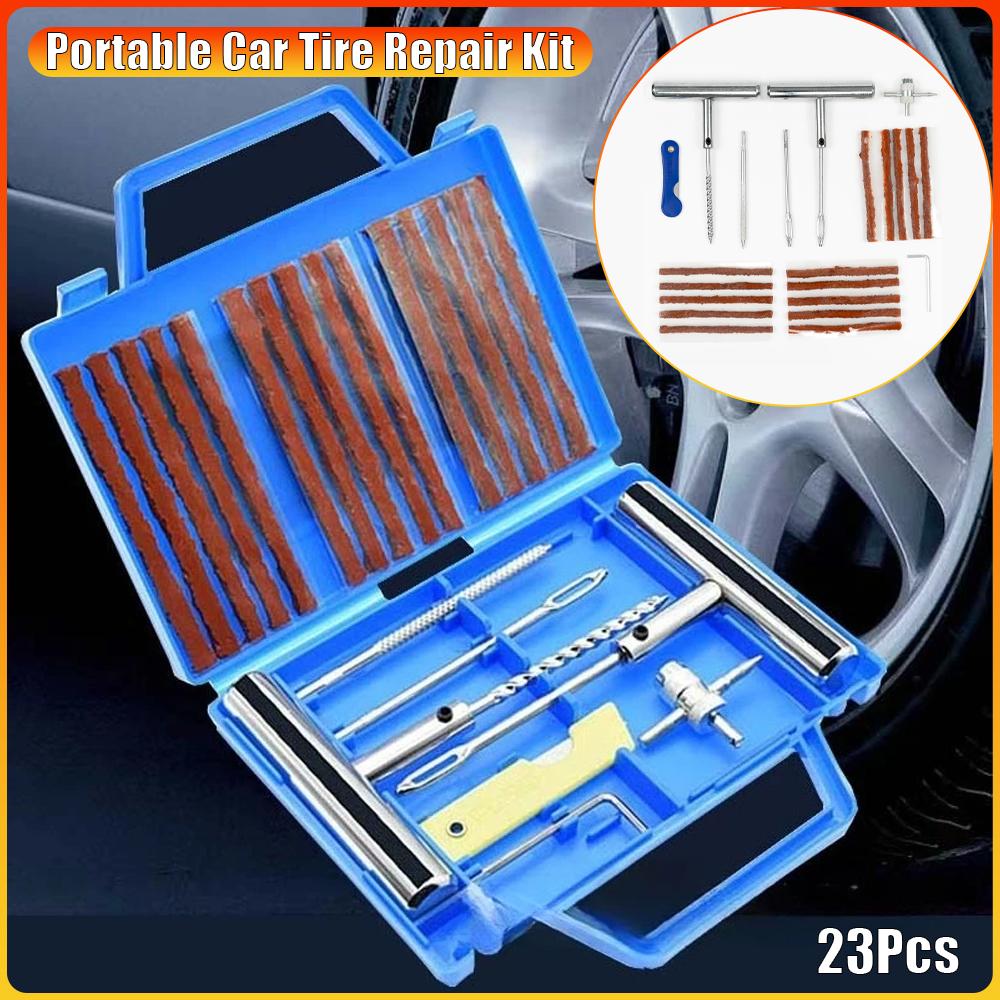 23Pcs Portable Car Tire Repair Kit DIY Easy Repair Tyre Puncture Repair Tool For Car Motorcycles ATVS Lawnmowers Tractors Trucks