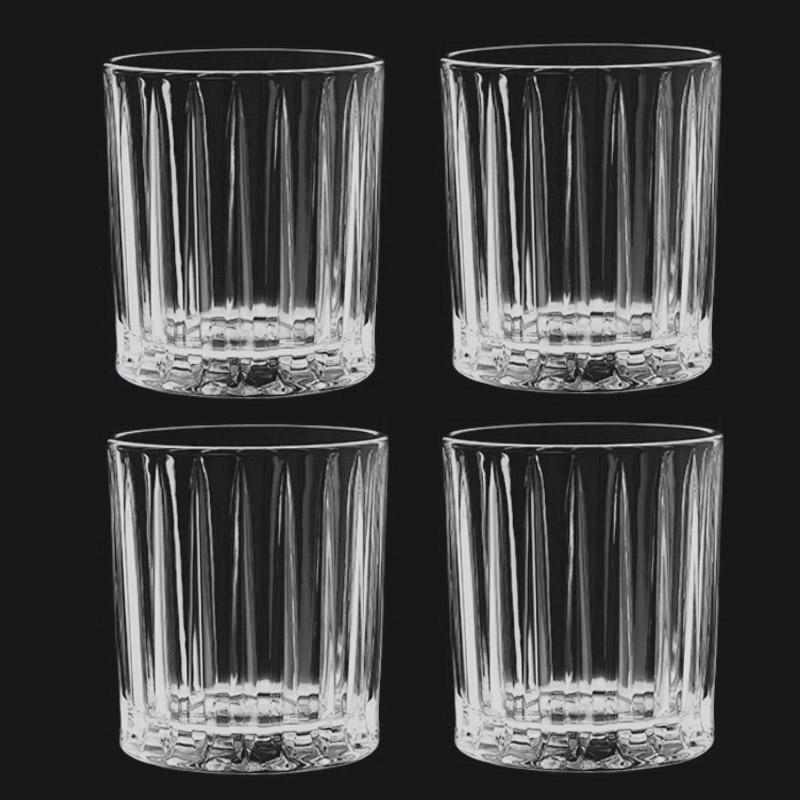 10oz 4pcs Set Coffee Cups Striped Glass Cup Juice Tea Mug Household Whiskey Cocktail Drinking Glasses Drinkware Wedding Gifts