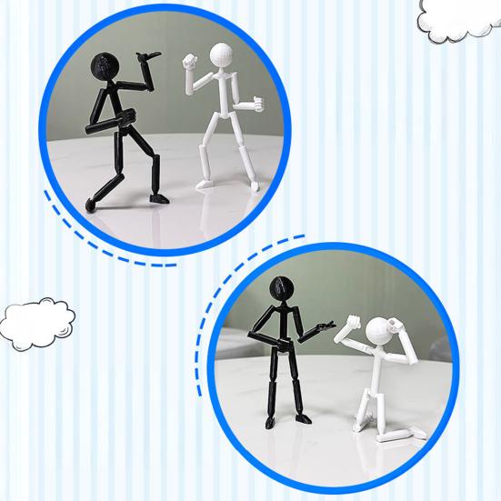 Stickman Ornament Multi-Purpose Action Figure Decor Mysterious Design Stress Relief Toy with Fully Poseable Robot