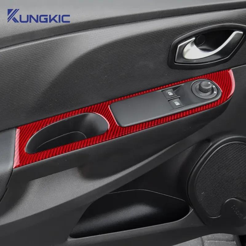Für Renault Clio 4 IV MK4 2013 2014 2015 2016 2017 2018 LHD RHD Echte Weiche Kohlefaser Frontfenster-Knopf Innen Außen Aufkleber