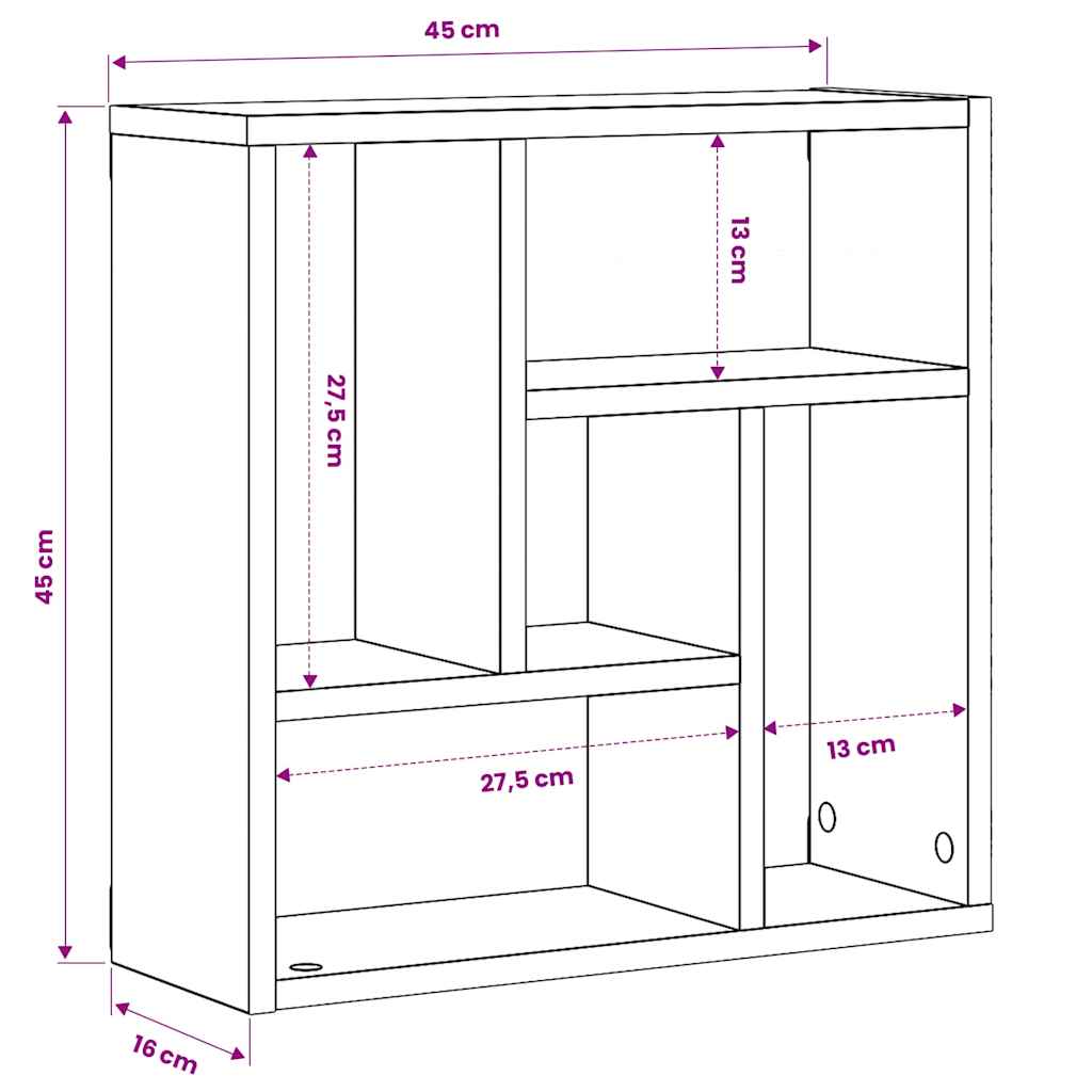 Wall Shelf Artisan Oak 45 x 16 x 45 cm Wood Based Material