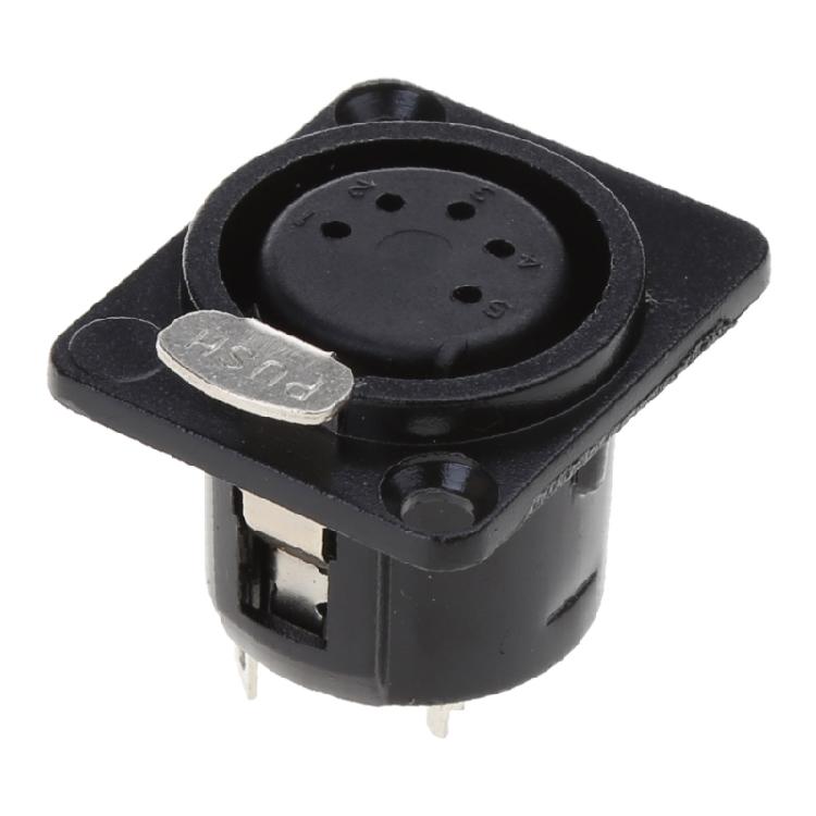 5-core XLR Connector Female Jack Socket Panel Mounted Type Square Shape Base