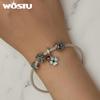 WOSTU 925 Sterlingsølv Lucky Firkløver Ladybug Charms Bee Beads Passer originalt armbånd DIY