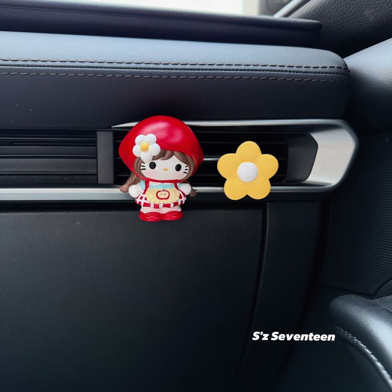 Cute Little Red Riding Hood Hello Kitty Car Air Vent Decoration Ornament Car Interior Fragrance Diffuser Stone Light Scent