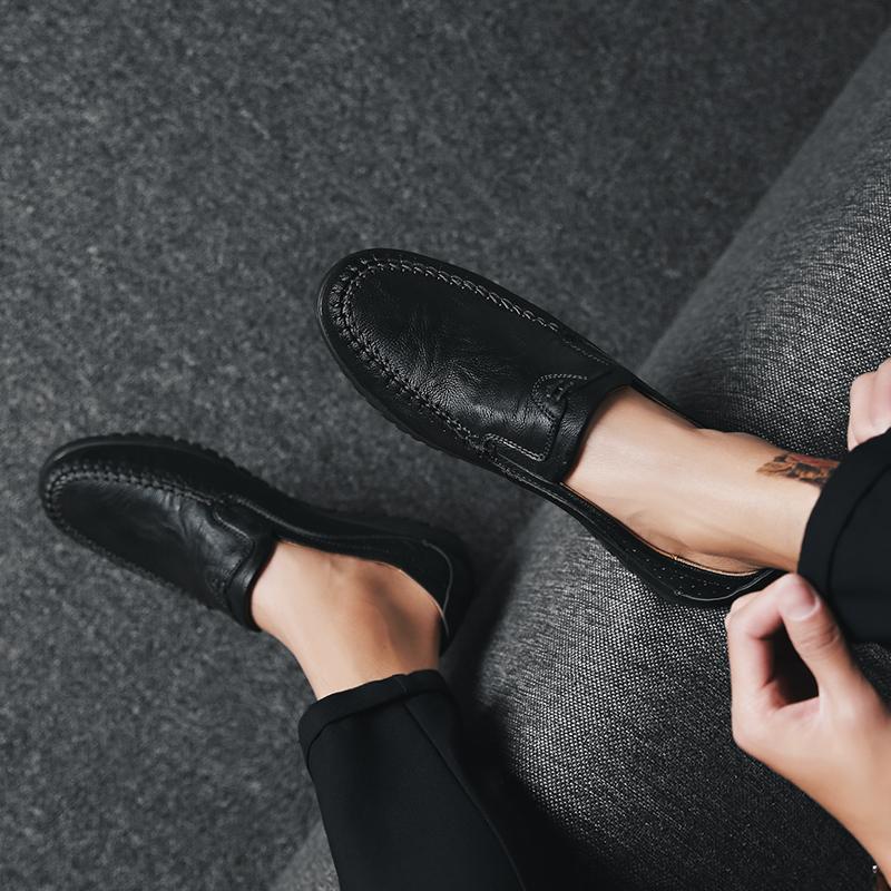 Fashion Spring Autumn Leather Classic Mens Slip on Shoes Lightweight Male Comfortable Walking Shoe New All-match for Men Business Shoes
