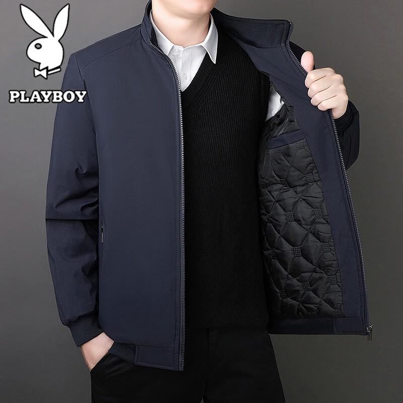 PLAYBOY Men's Autumn Winter Windproof Stand-Collar Jacket