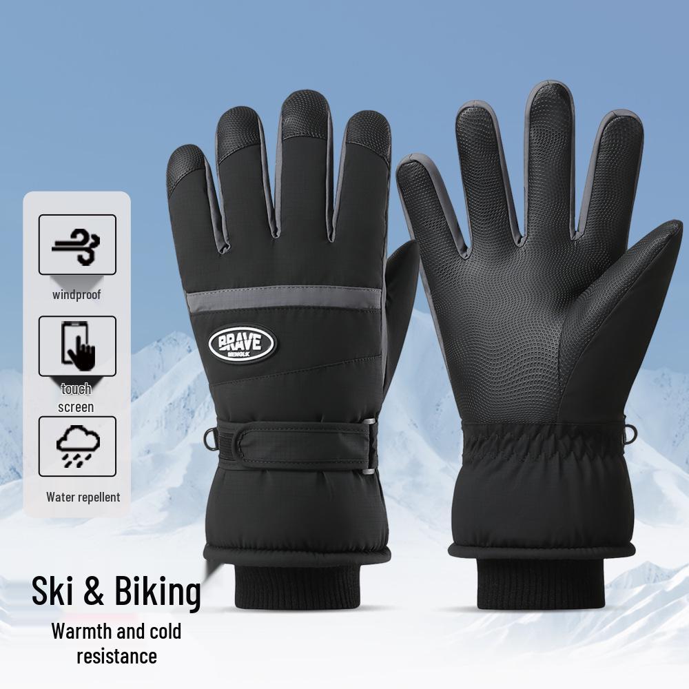 Unisex Vinter Utomhus Skidhandskar: Fleecefodrad, Vattentät, Pekskärmskompatibel och Vindtät.