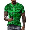 Nuova T-shirt da Uomo Tecnologia Motivo Digitale Street Hip Hop Trend Top Girocollo Personalità Moda Casual Manica Corta Abbigliamento