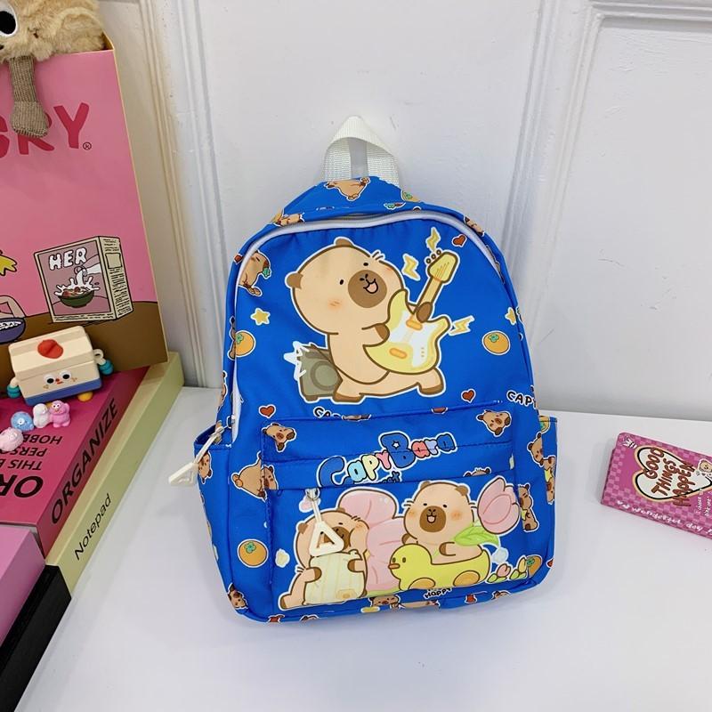 Cute School Childrens Bag With Cartoon Capybara Print For School Use Daily