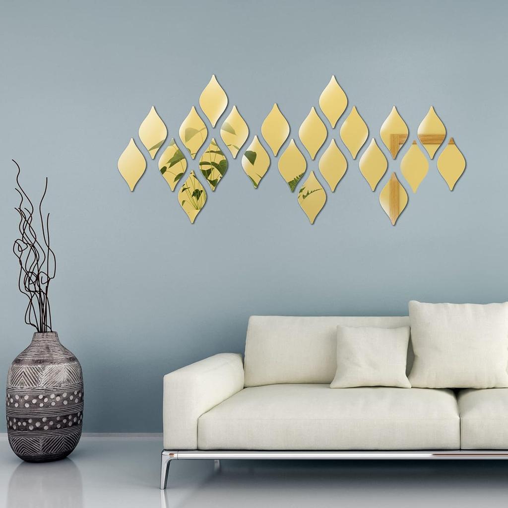 30/6PCS Acrylic 3D Mirror Removable Wall Sticker Home Decor DIY Self-adhesive Mirrors Decal for Living Room Art Wall Decoration