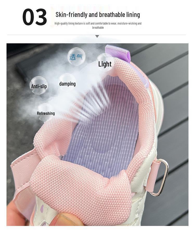 2025 Autumn Girls' Casual Princess Sneakers - Soft Sole Sports Shoes for Middle and Big Kids