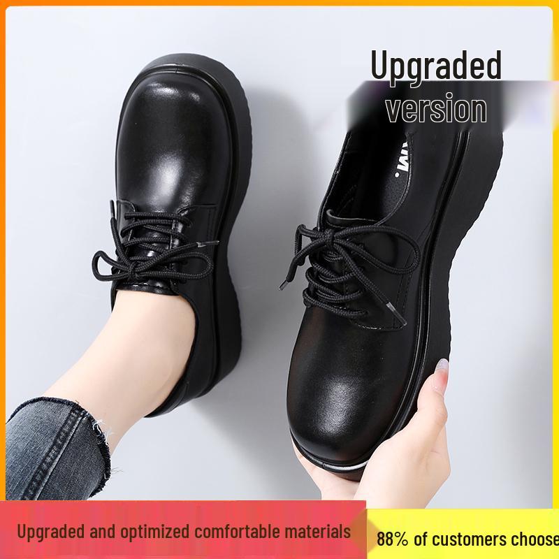 Specht Damen Mokassins mit weicher Sohle aus Leder - Neue 2025 Herbstschuhe im britischen Stil, lässig, schwarz